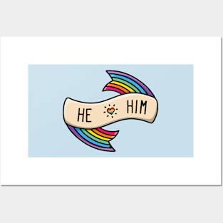 Pronoun Badge He/Him Posters and Art